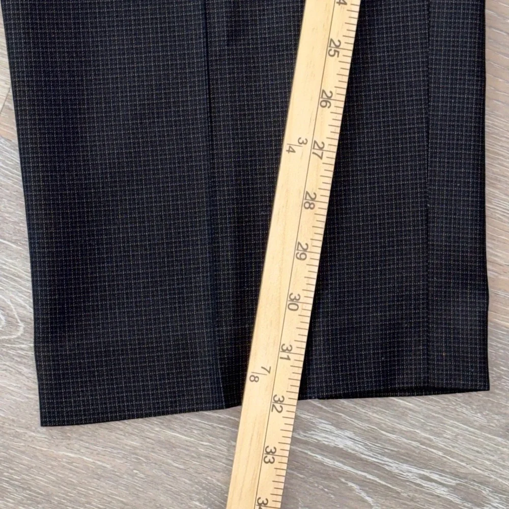 Ralph Lauren Mens Dress Pants 42x32 Black Grey Micro Check Washable Trousers